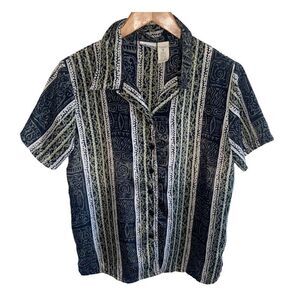 Vintage - Anna - printed button down short sleeve top